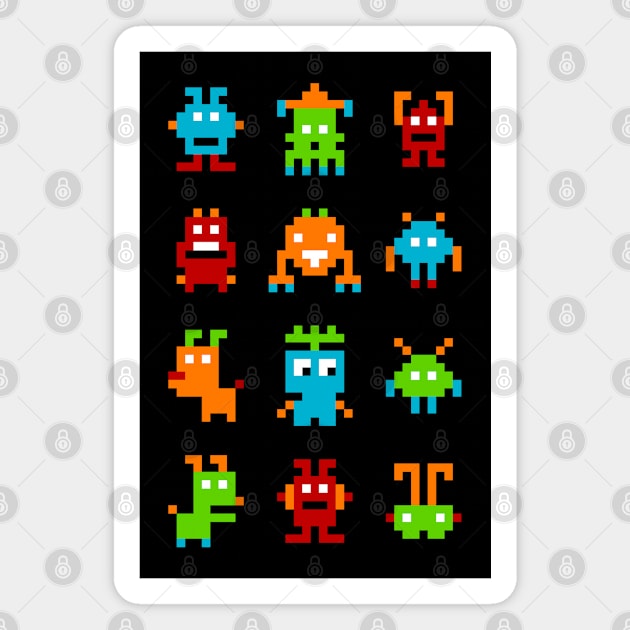 Funny Pixel Monster Creatures Magnet by MadeByBono